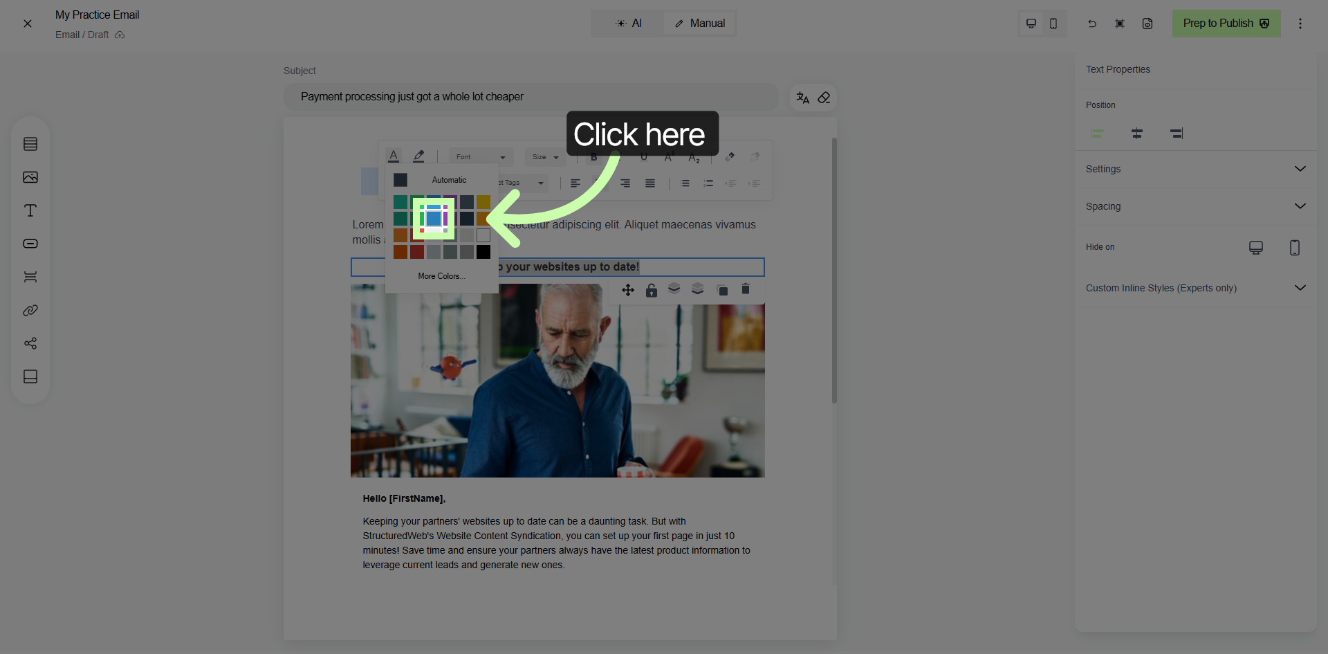 Access Advanced Text Settings