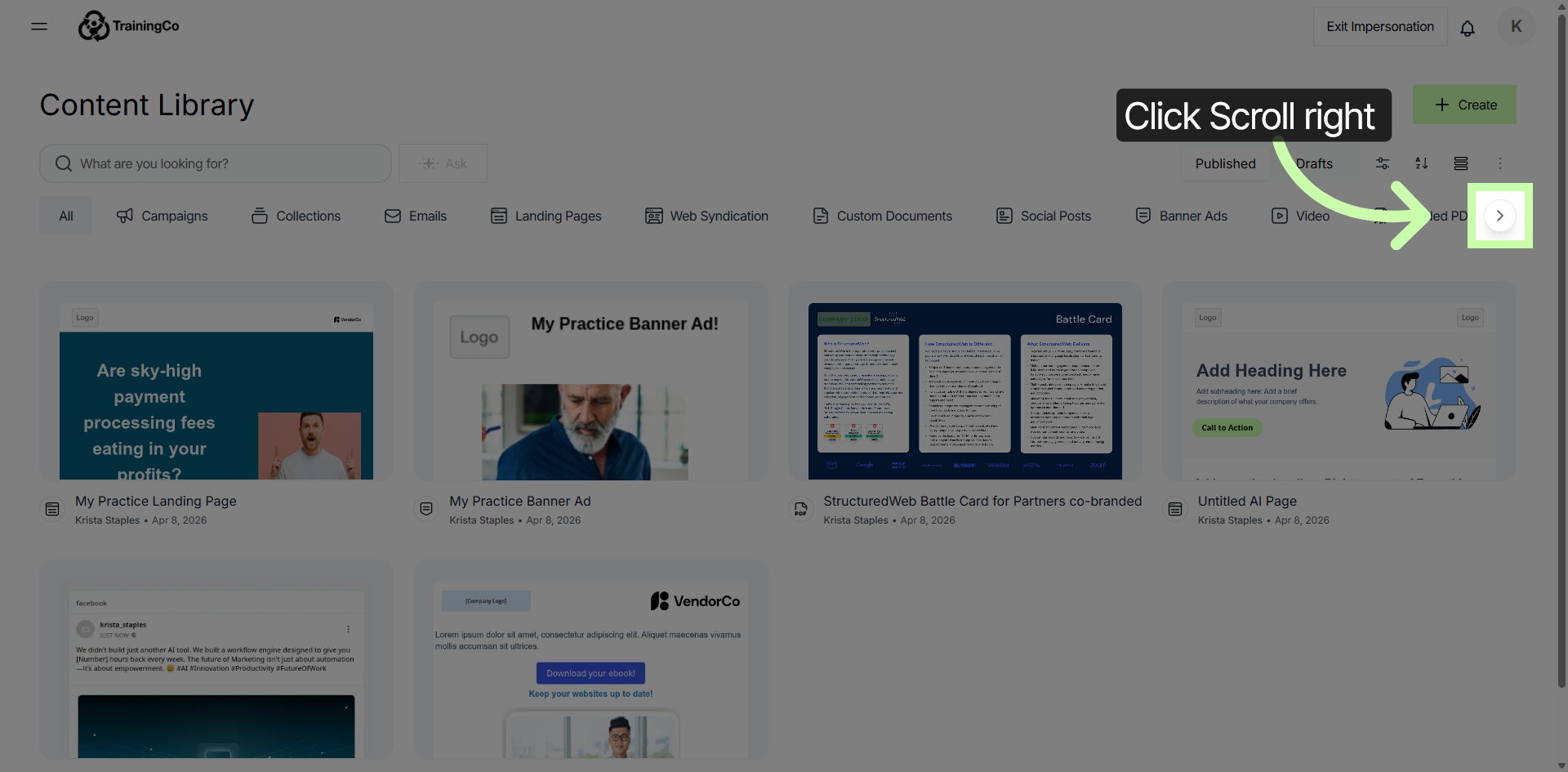 Scroll Through Content Items