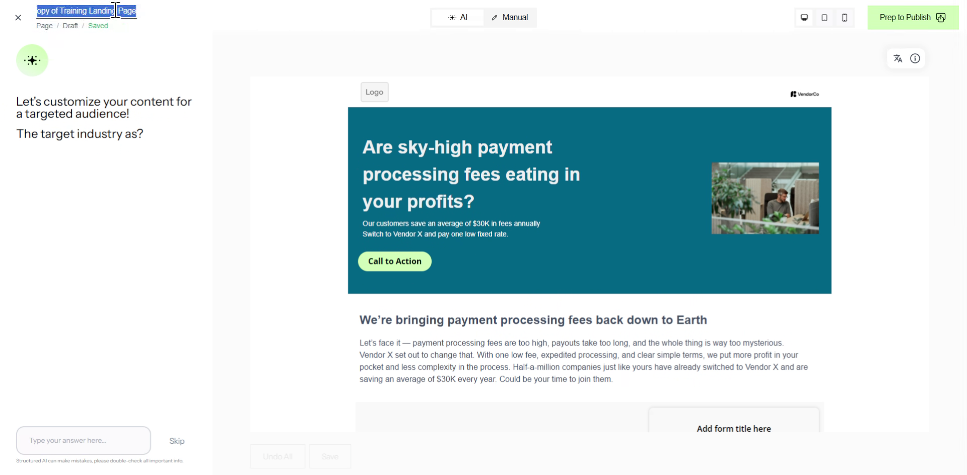 Rename Landing Page