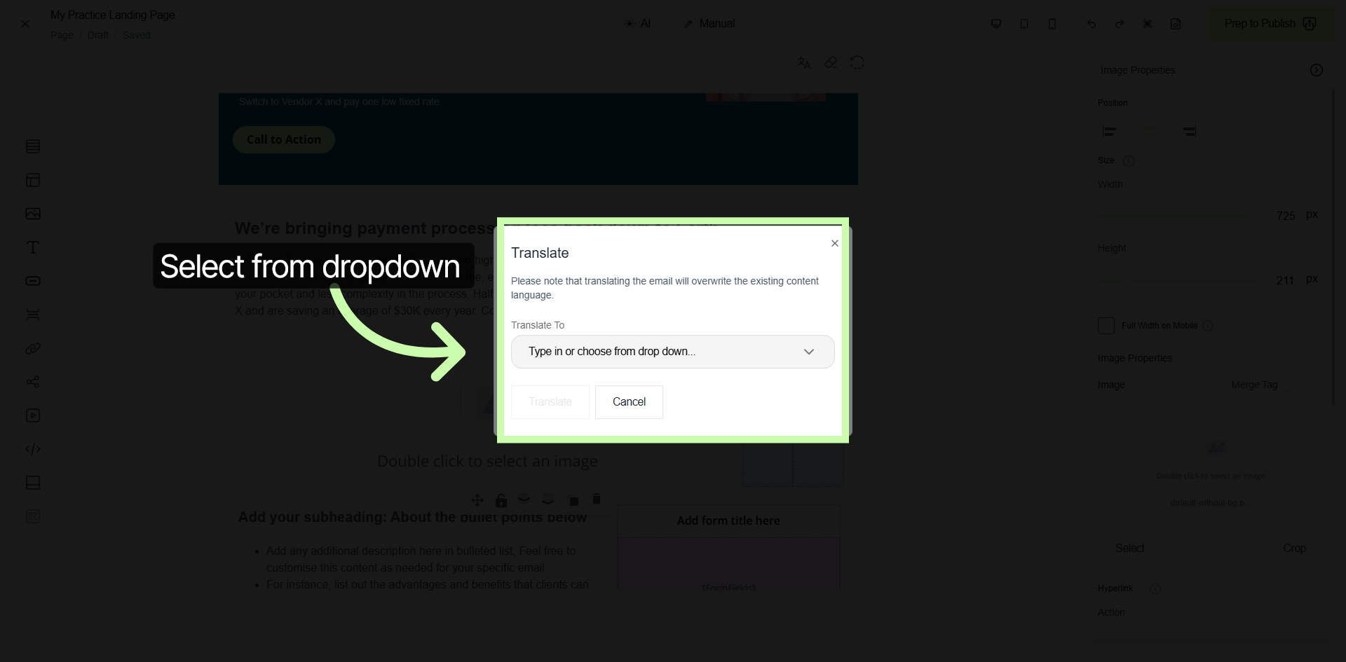 Select Language Option