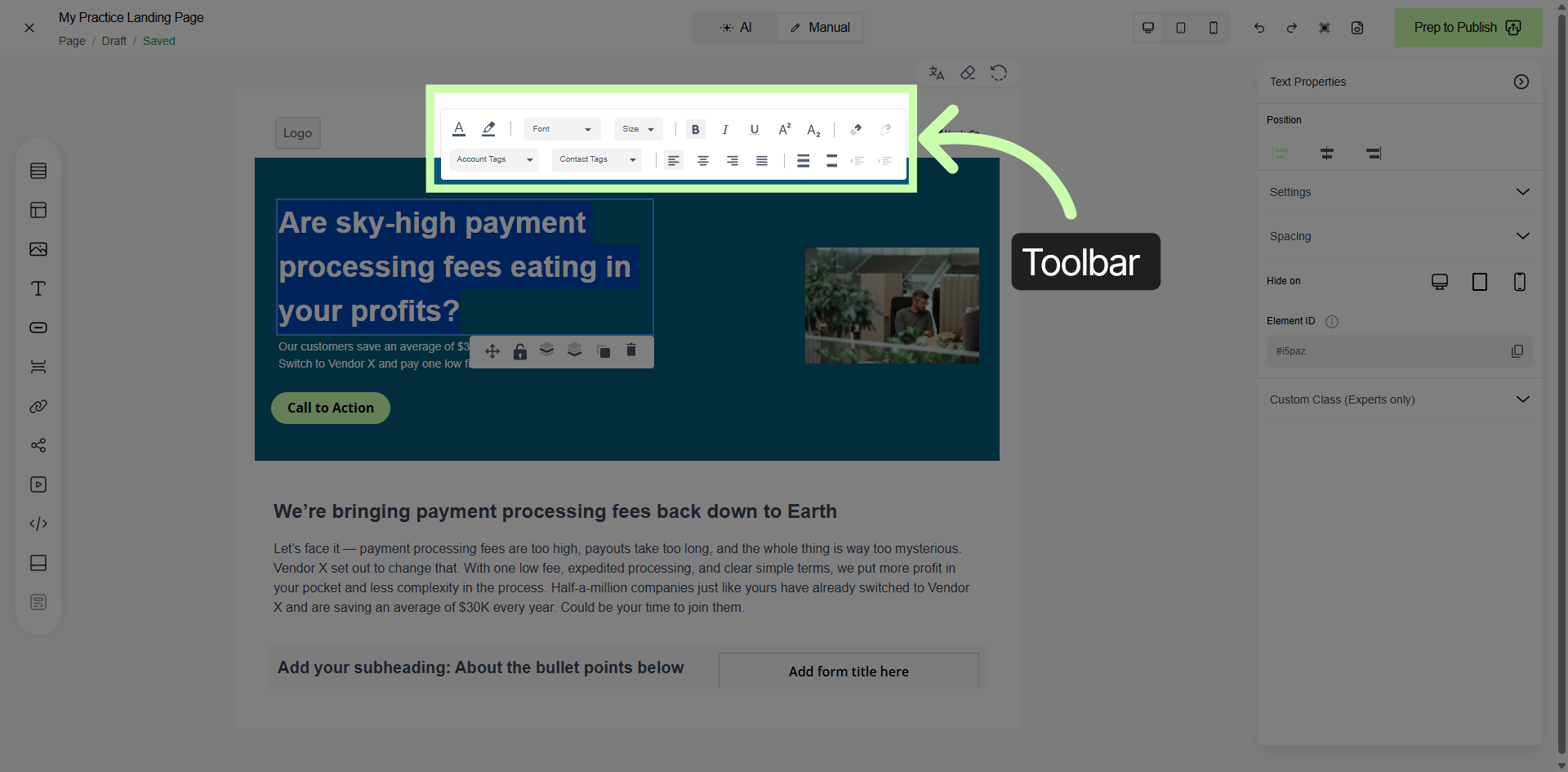 Editing Text Element