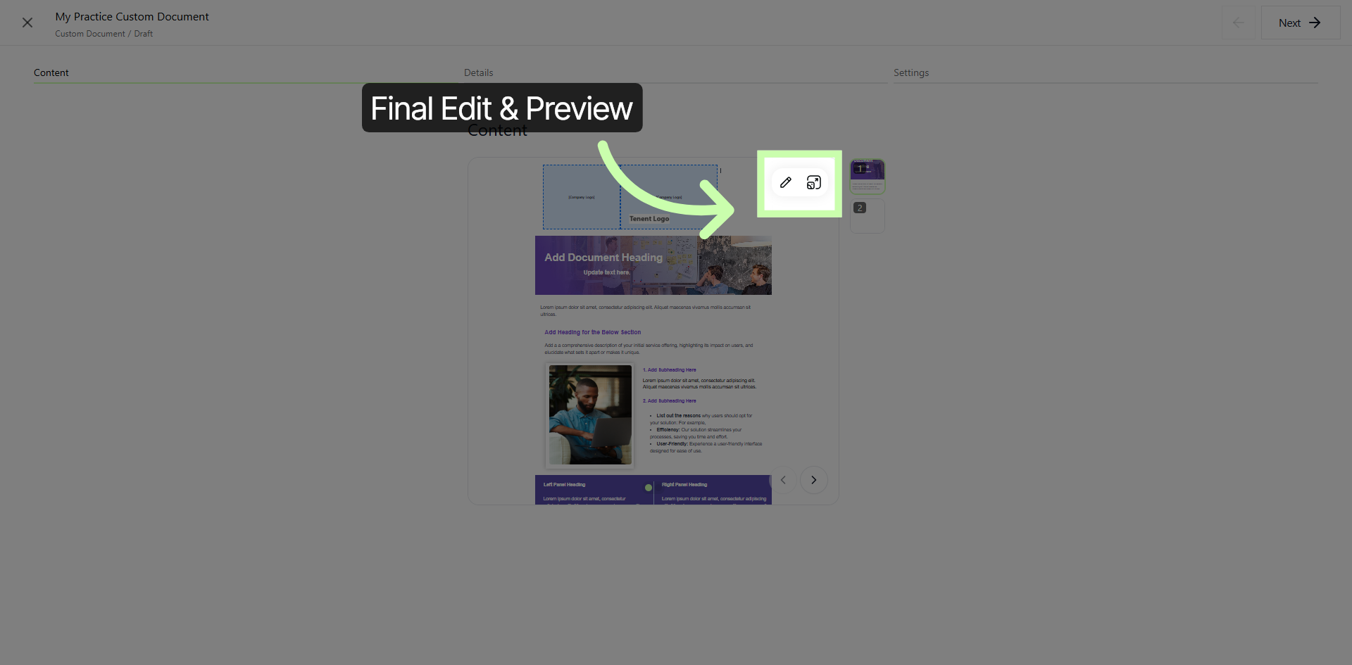 Final Edit & Preview Option