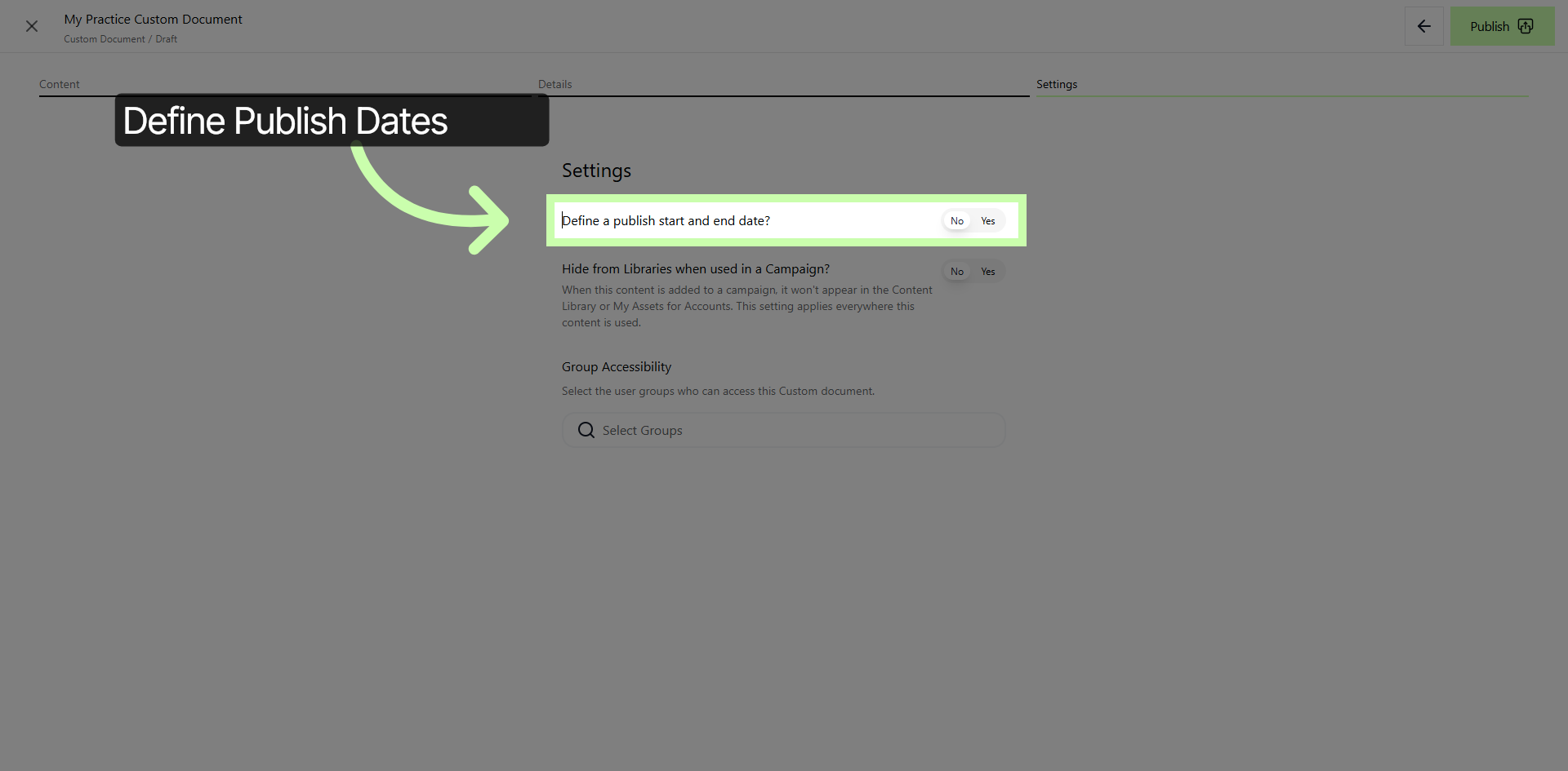 Define Publish Dates