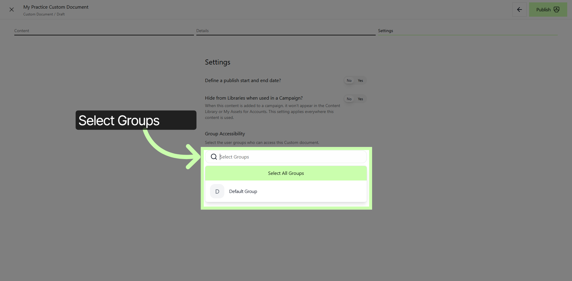 Select User Groups