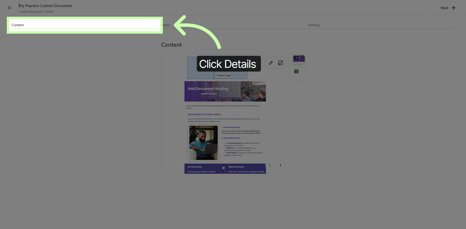 Content Tab