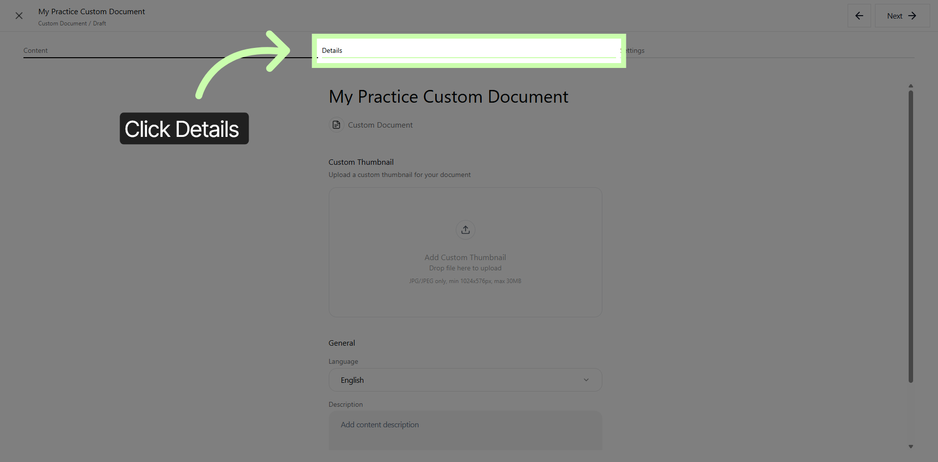 Details Tab