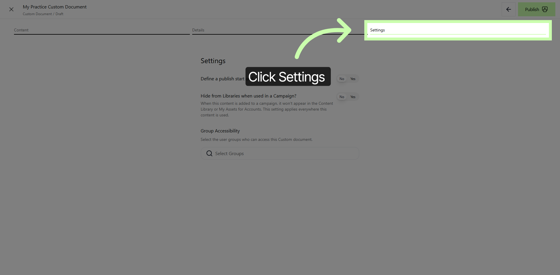 Settings Tab