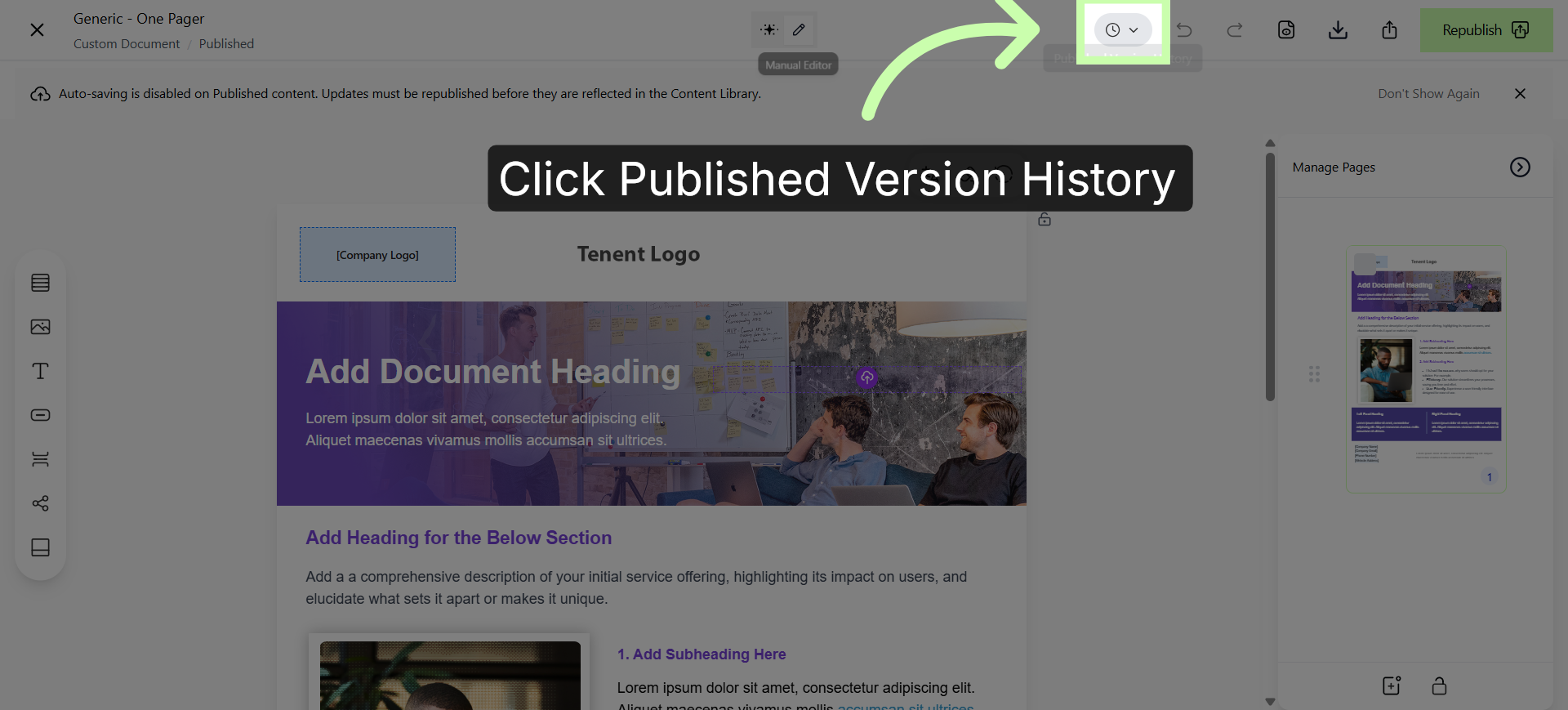 Access Published Version History