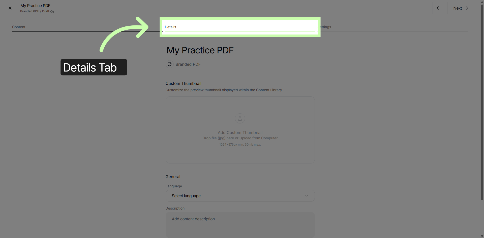 Details Tab