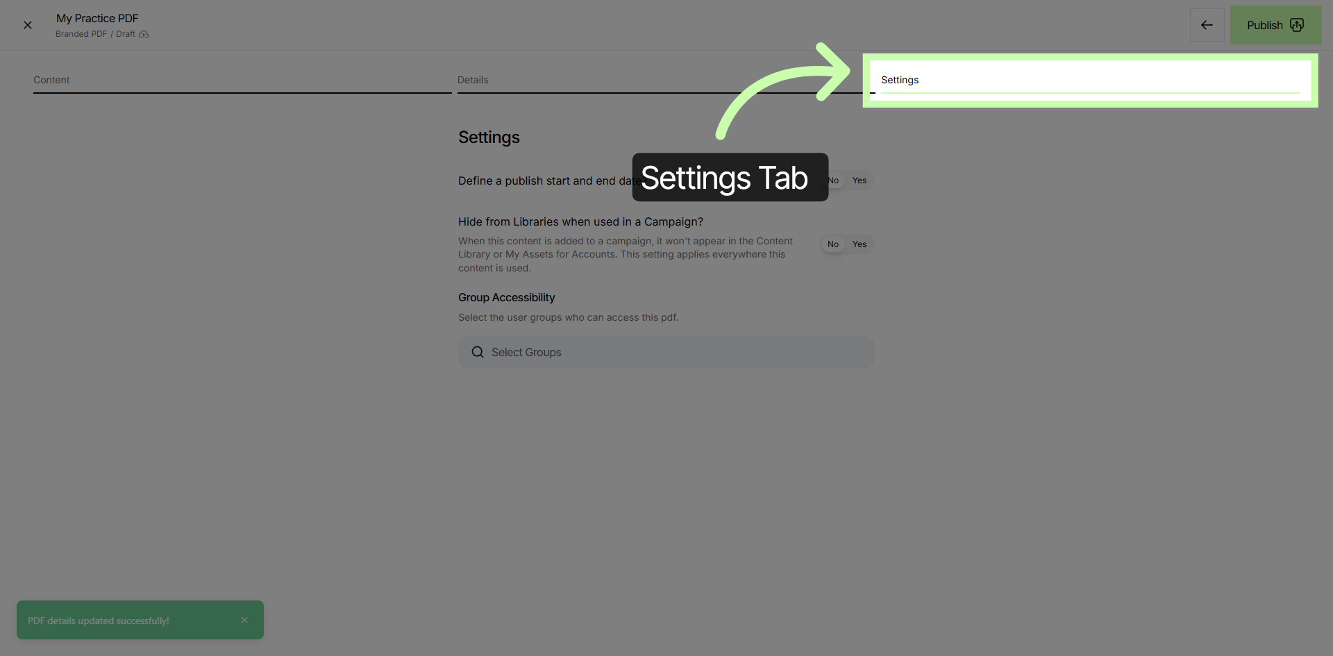 Open Settings Tab