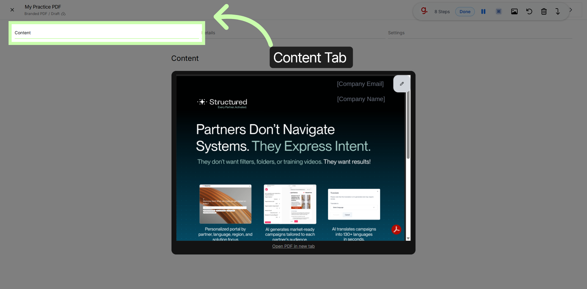 Content Tab