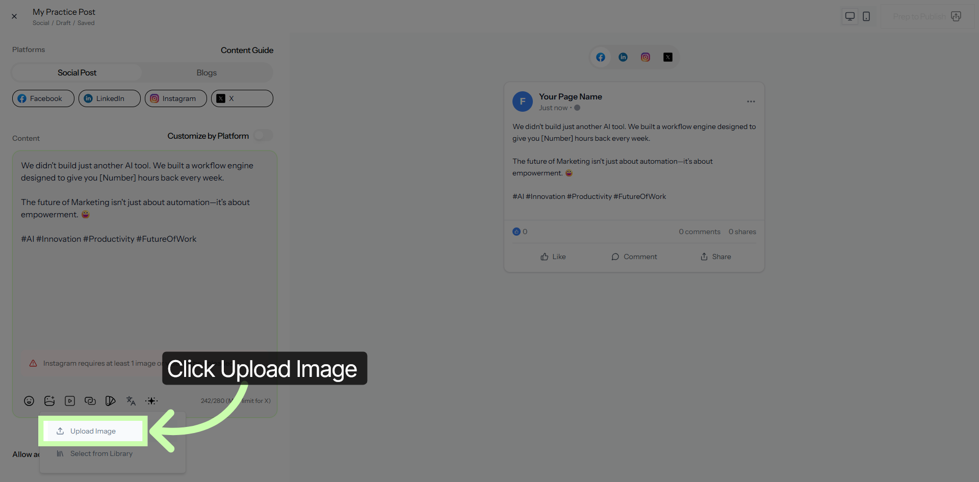 Upload Image to Post