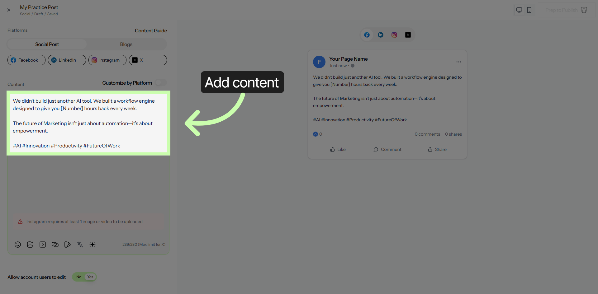 Select Marketing Workflow Text