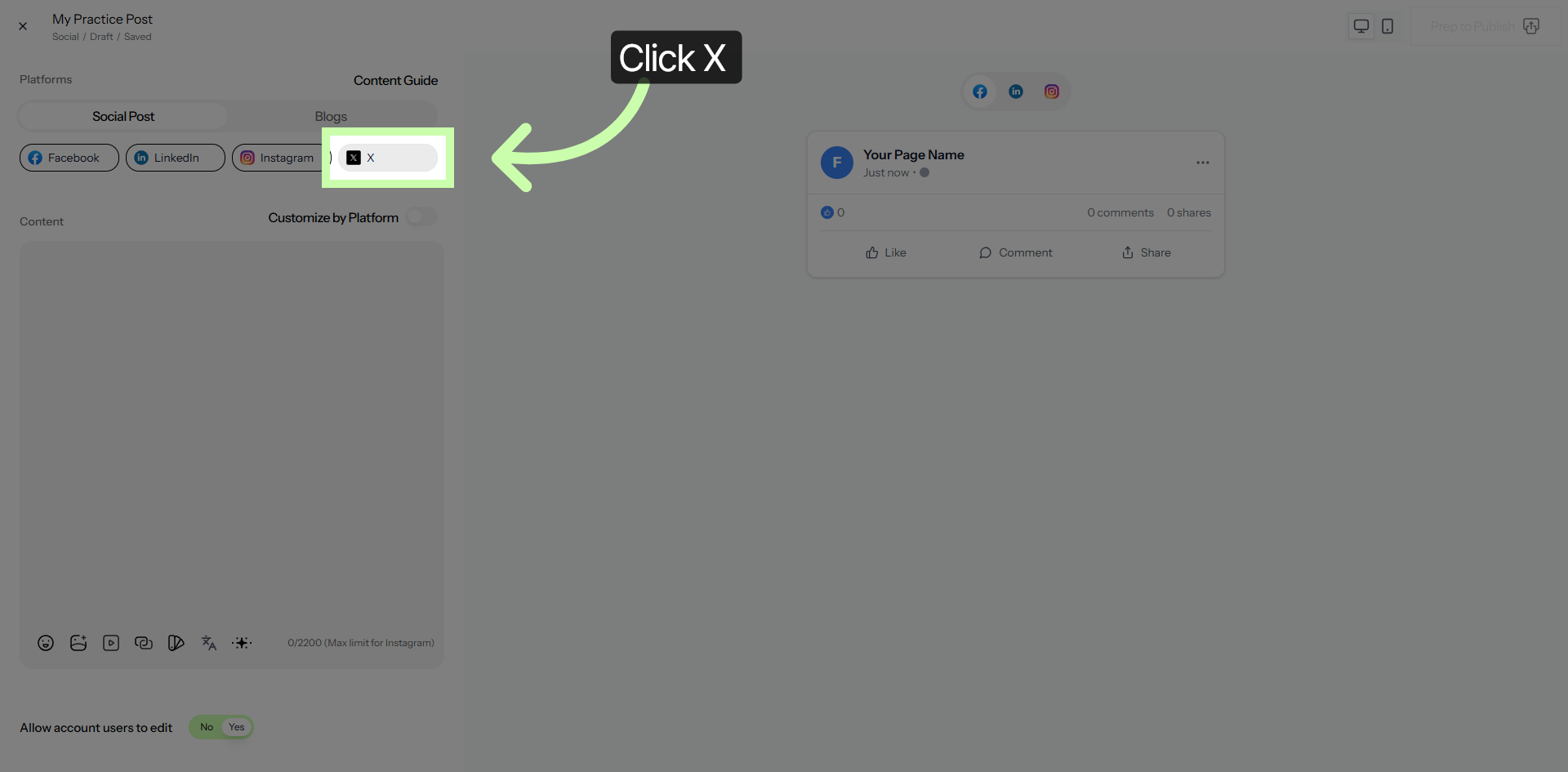 Close Platform Selection