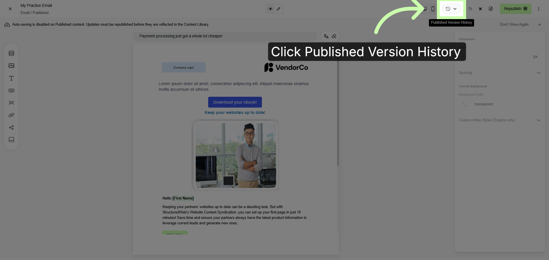 Access Published Version History