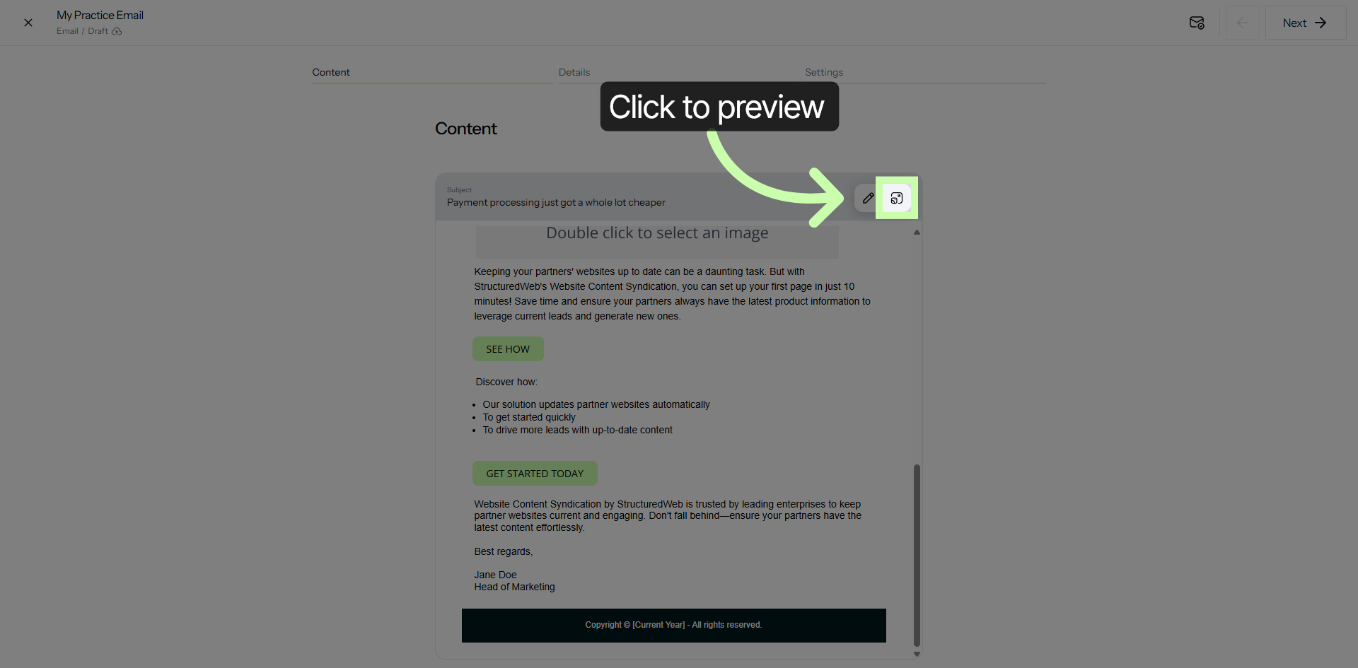Select Publishing Option