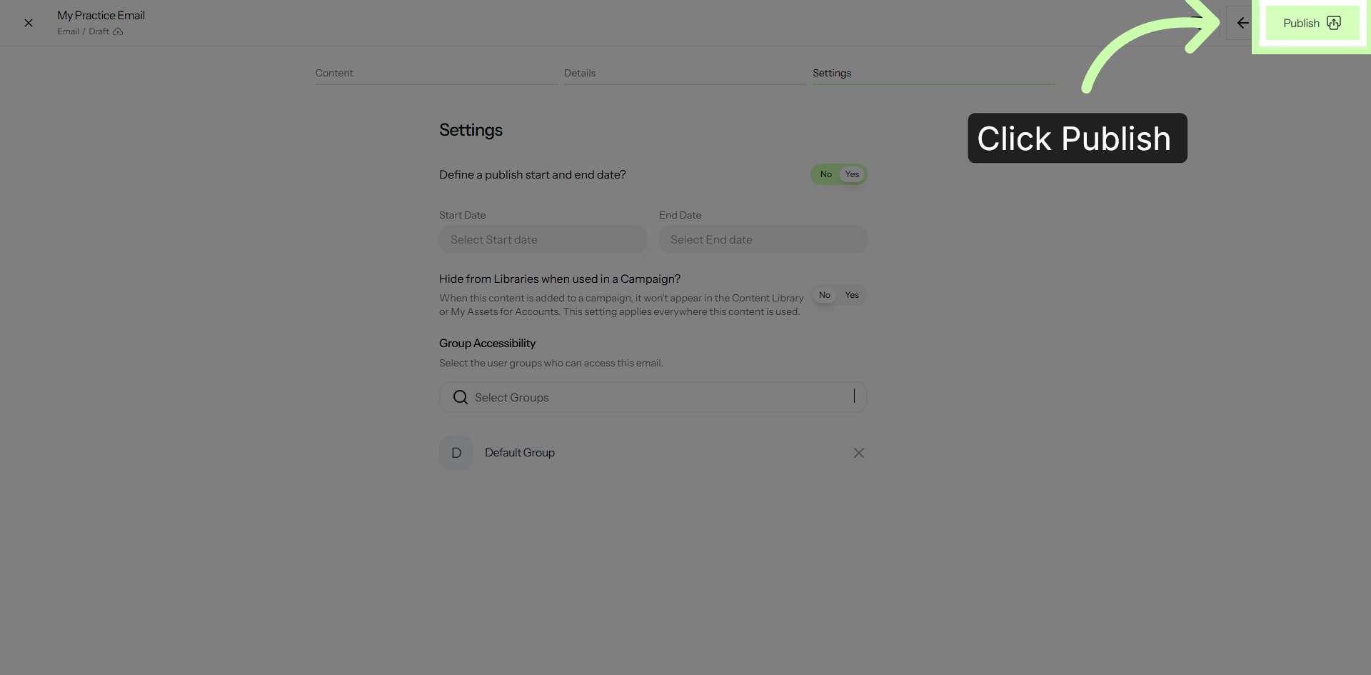 Publish Email Campaign