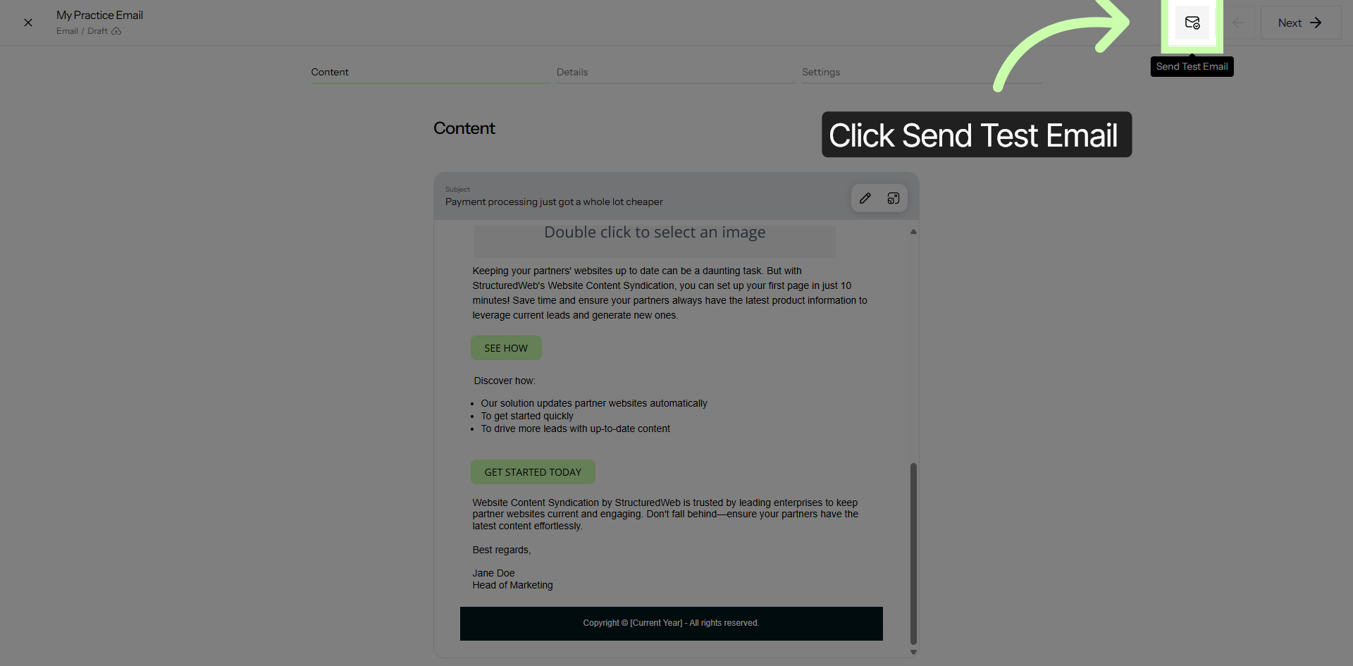 Send Test Email
