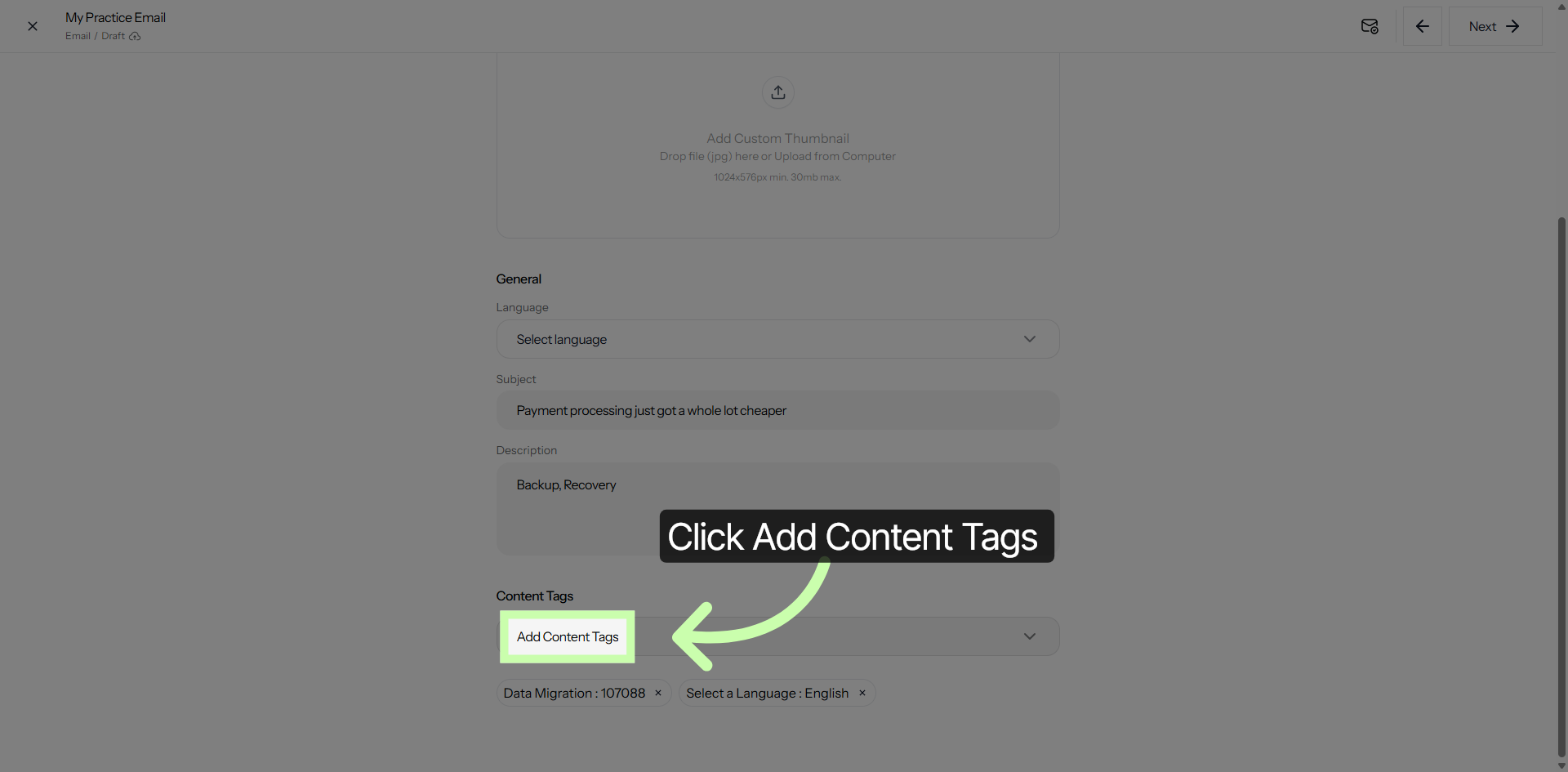 Add Content Tags