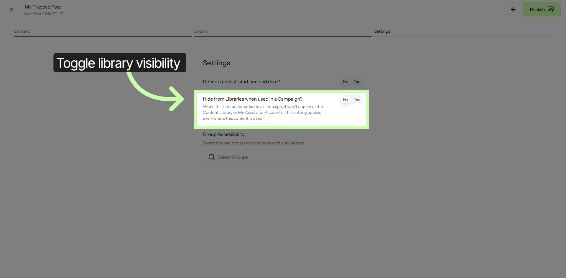 Manage Library Visibility