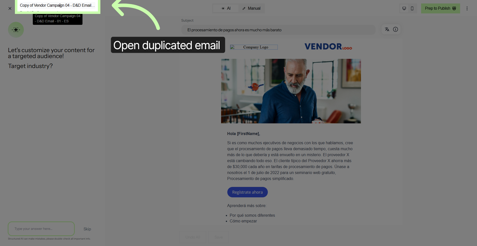 Open Duplicated Email