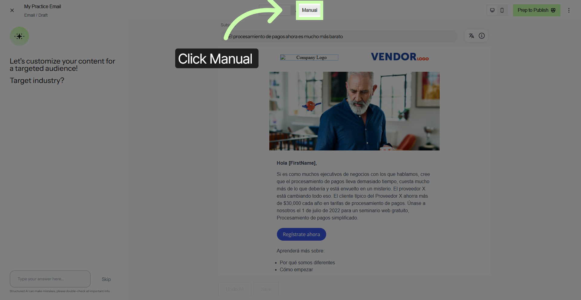 Select Manual Sending Option