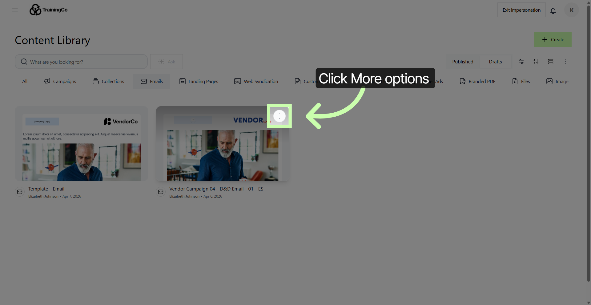 Access More Options Menu