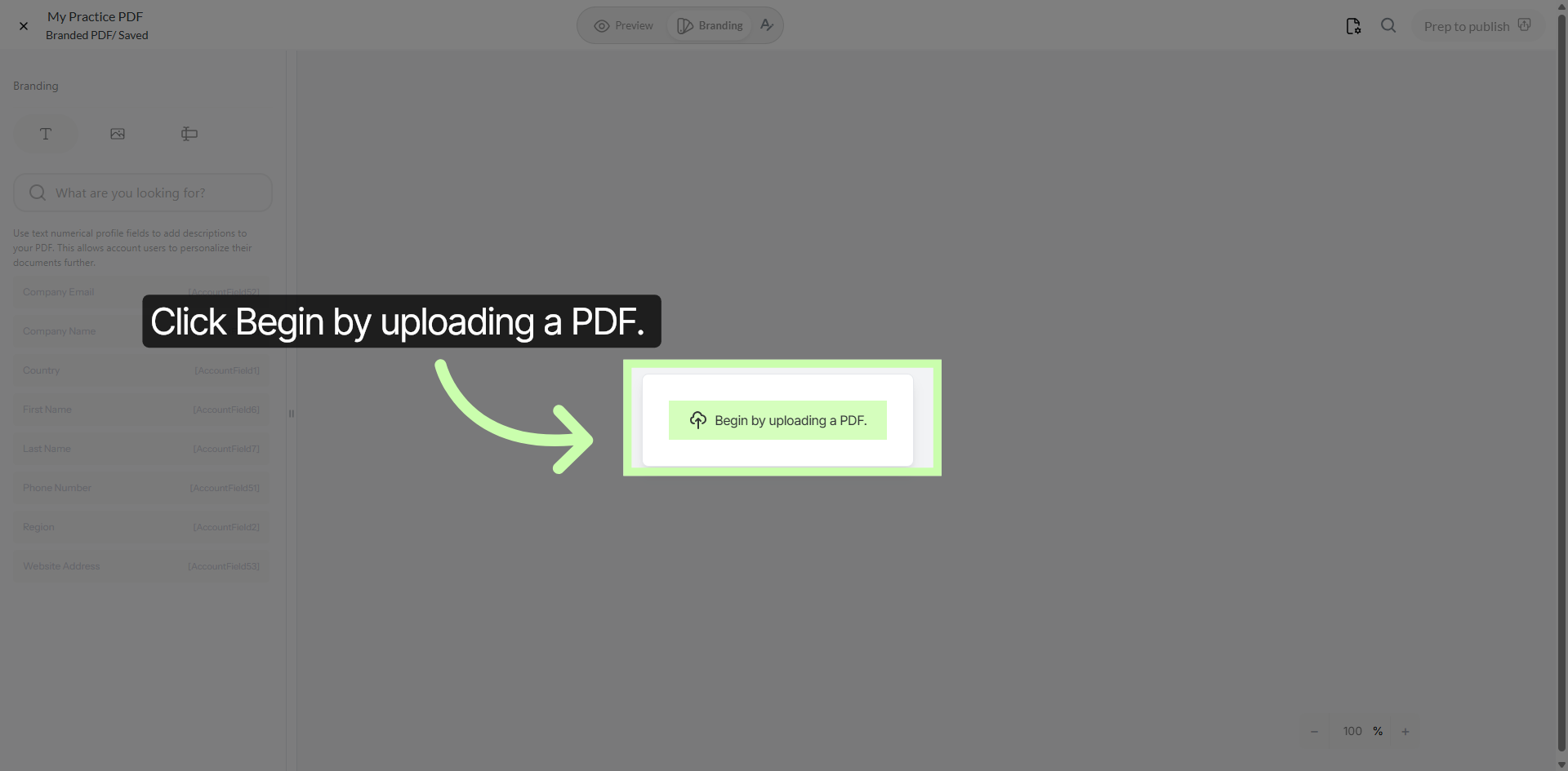Begin PDF Upload