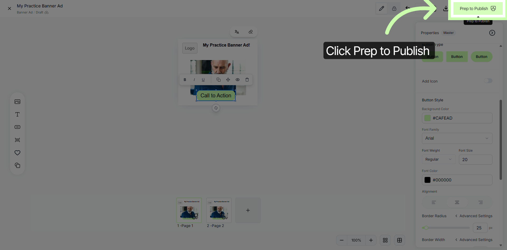 Prepare Banner for Publishing