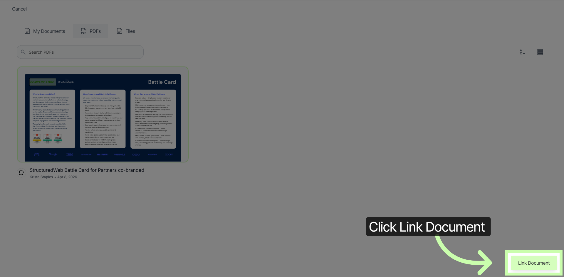 Proceed to Link the Document
