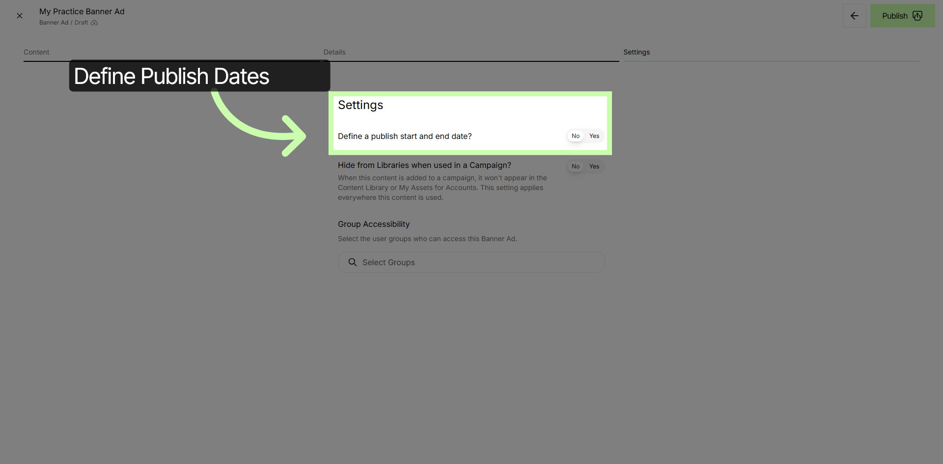 Define Publish Dates