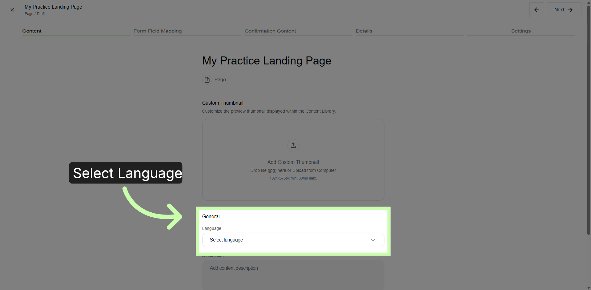 Select Language Option