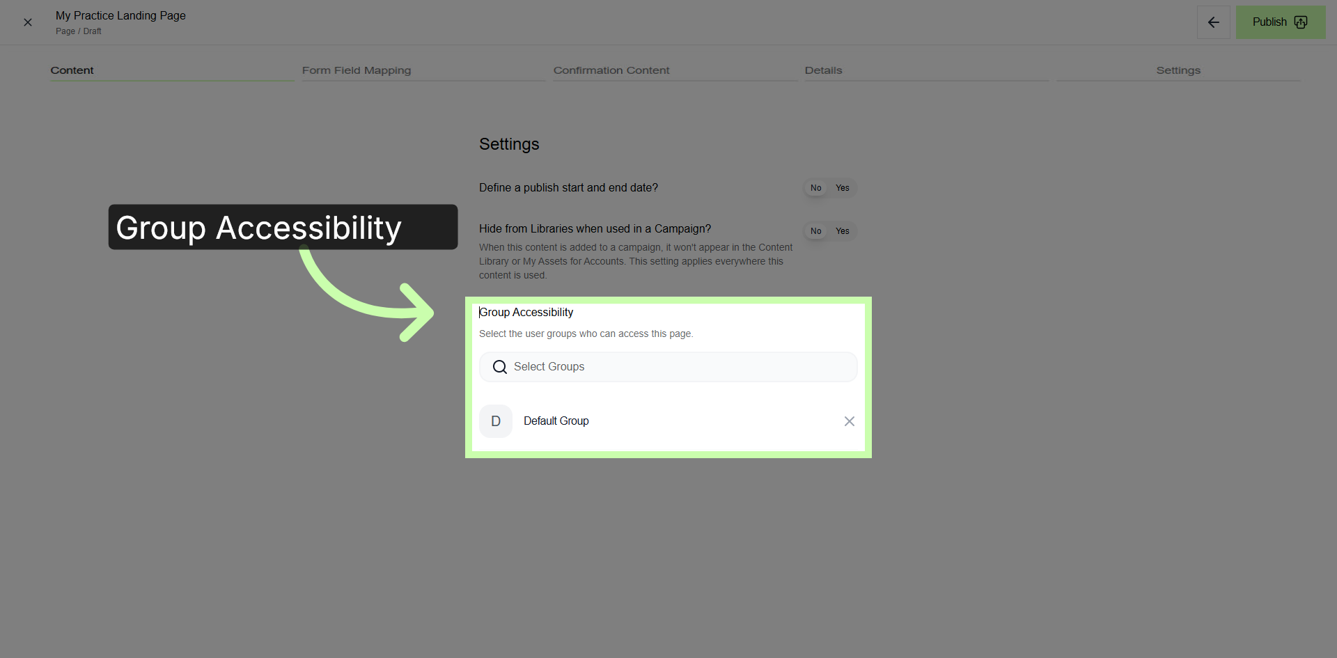 Configure Group Accessibility