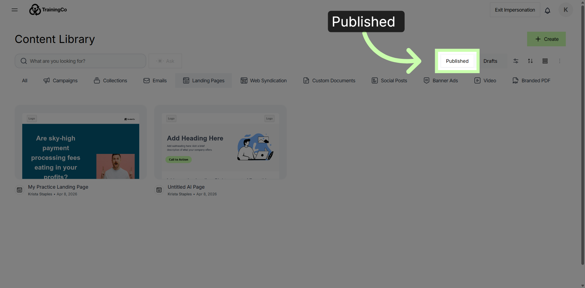 Confirm Published Status