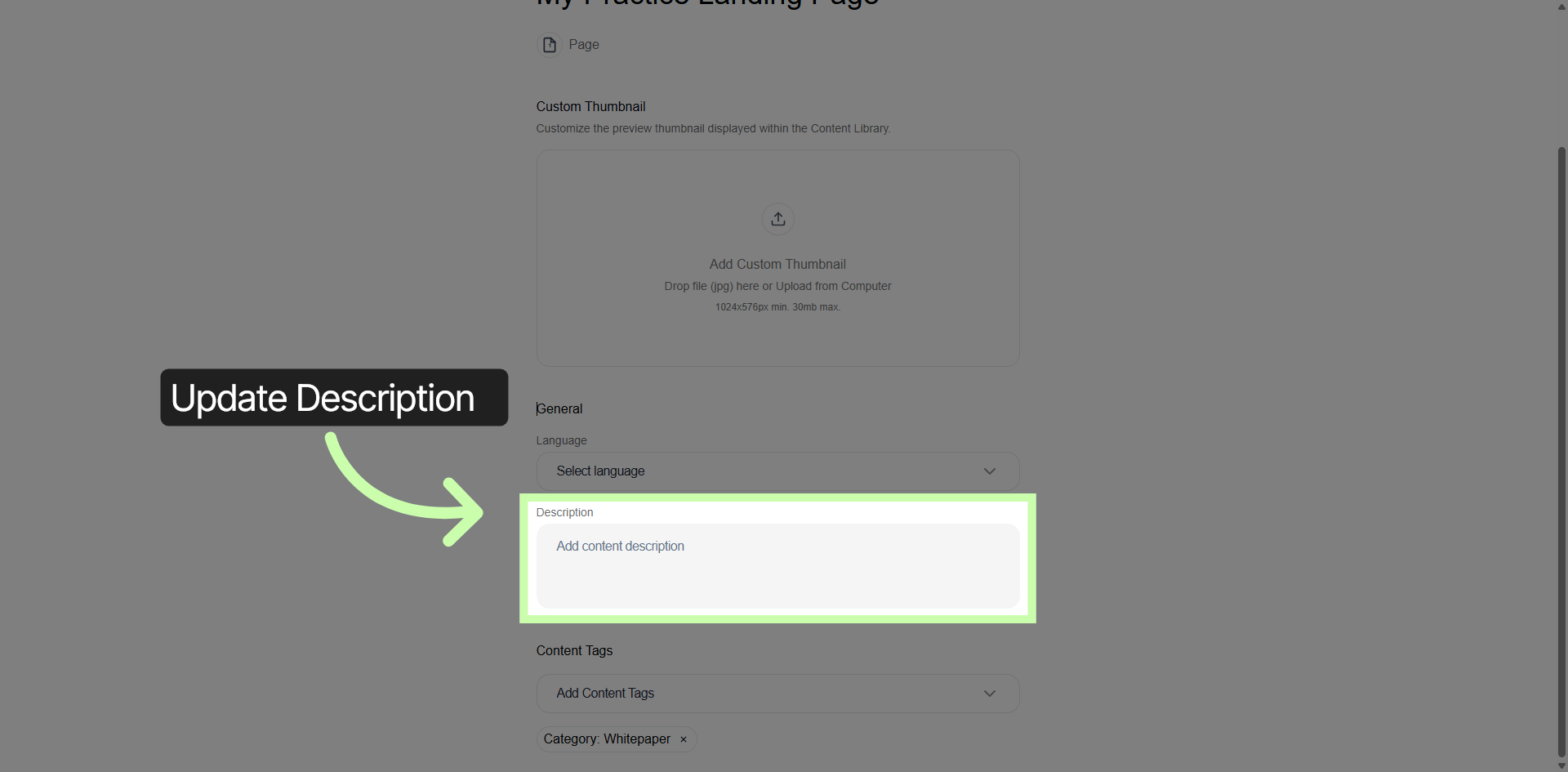 Edit Content Description