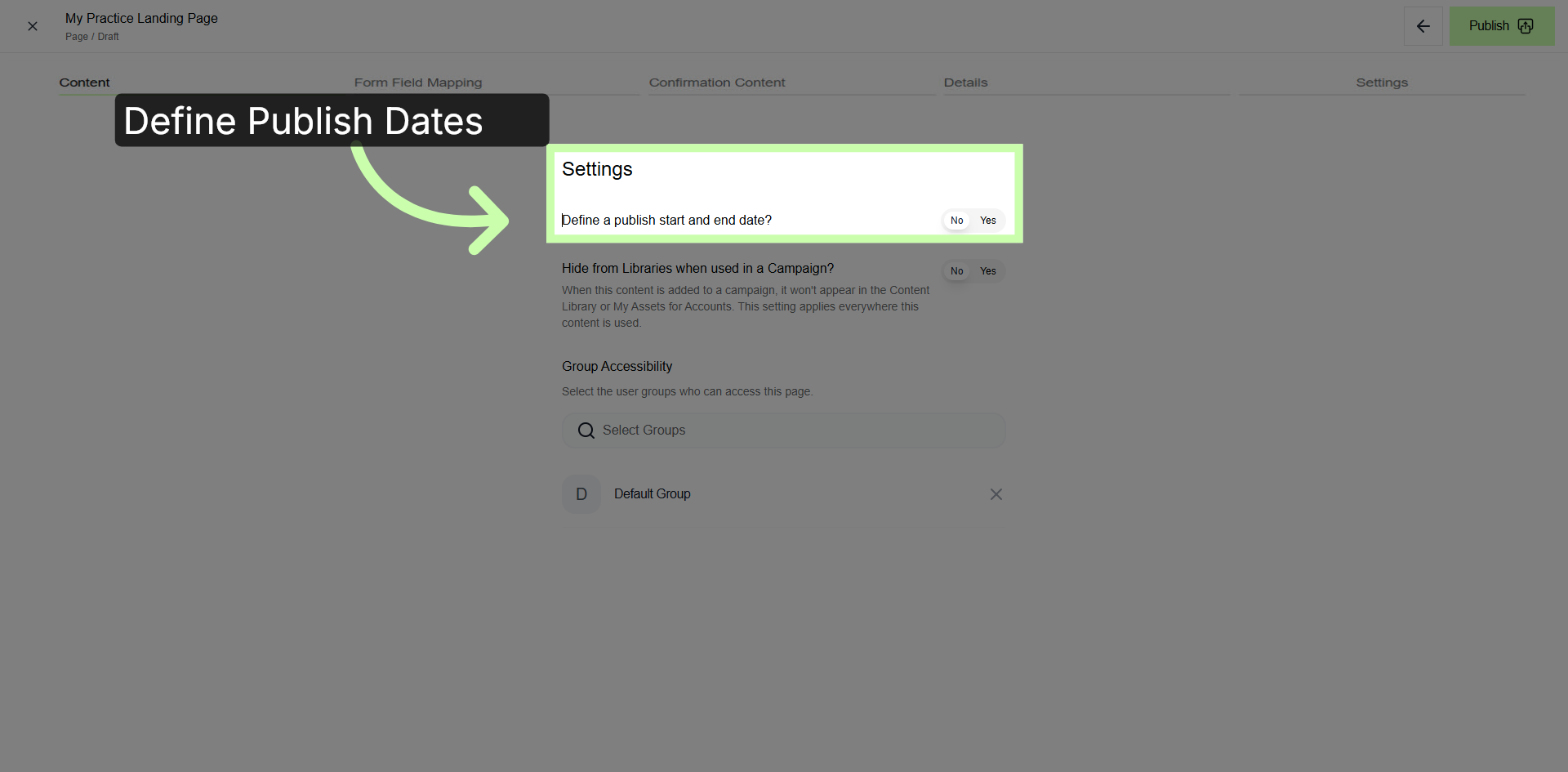 Define Publish Dates