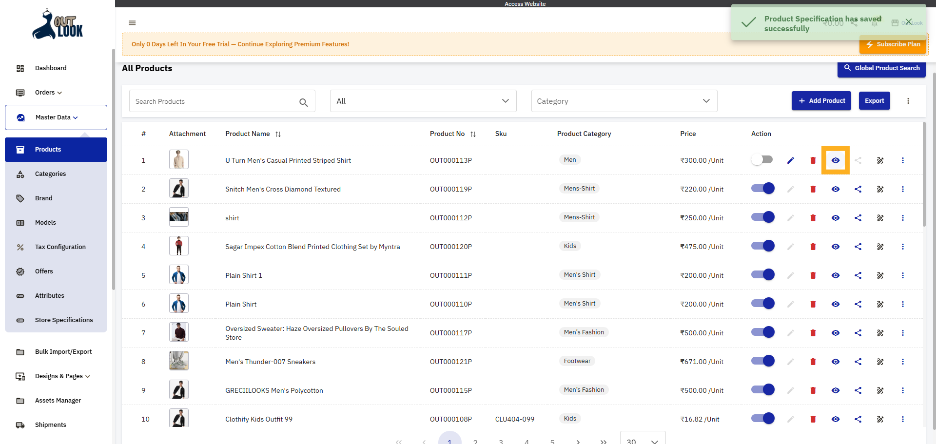 Adjust Product Visibility