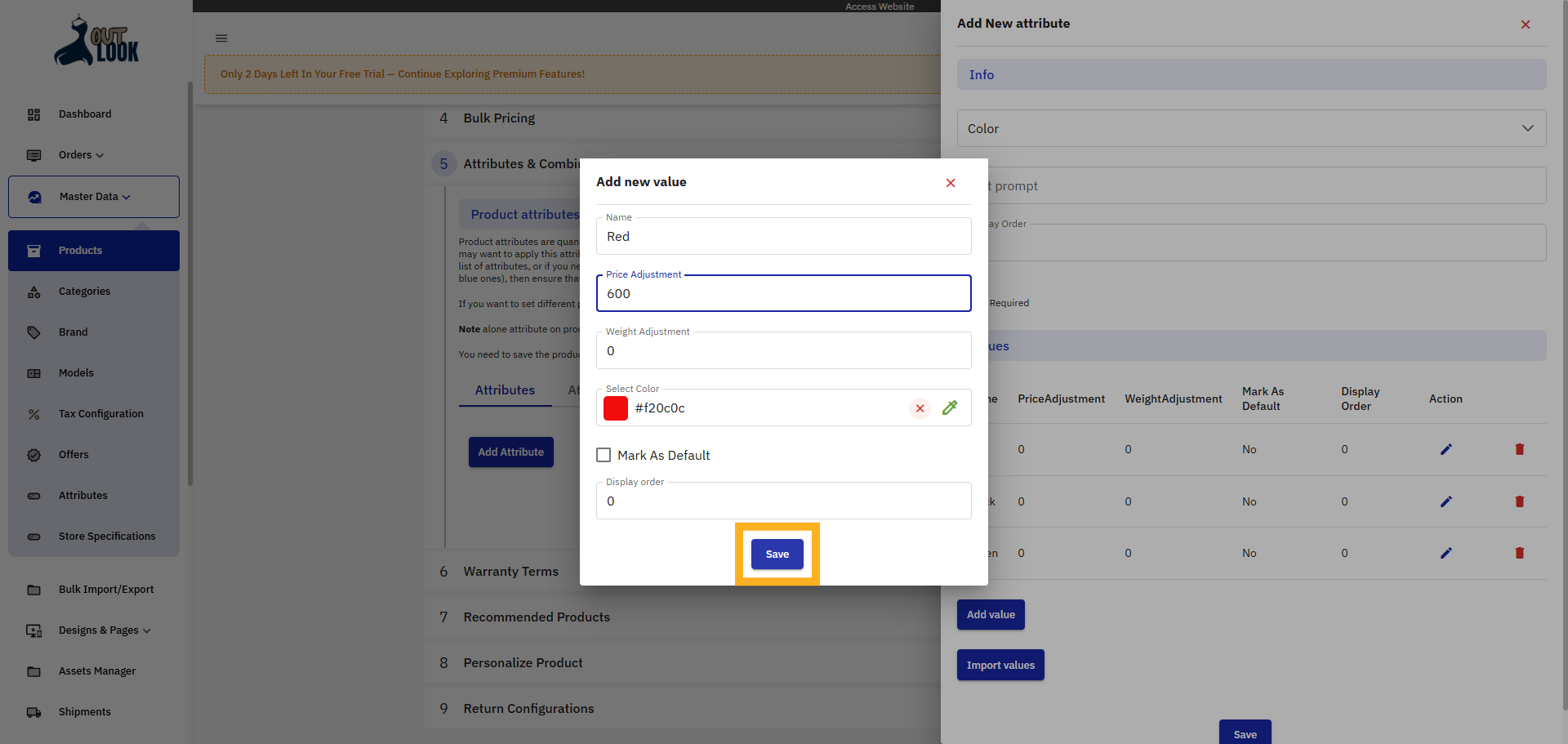 Save Attribute Changes
