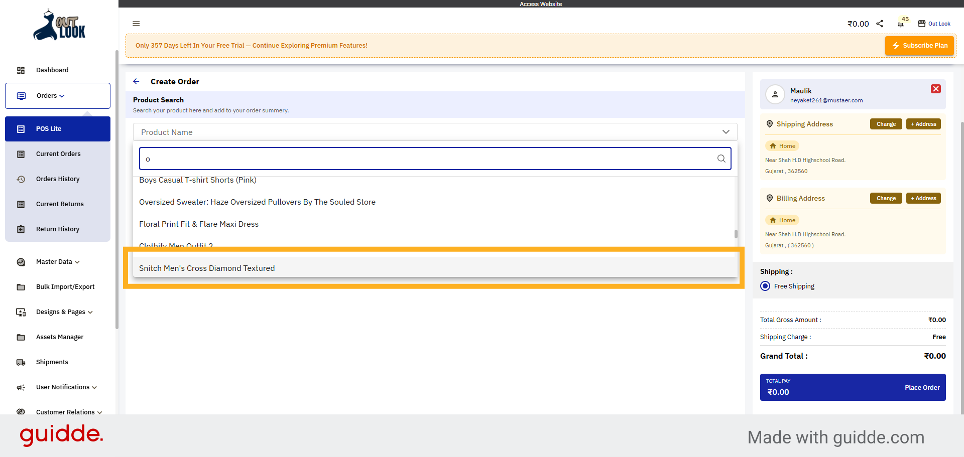 Choose Product from List