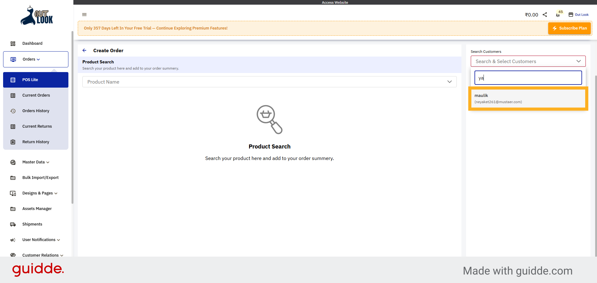 Select Existing Customer