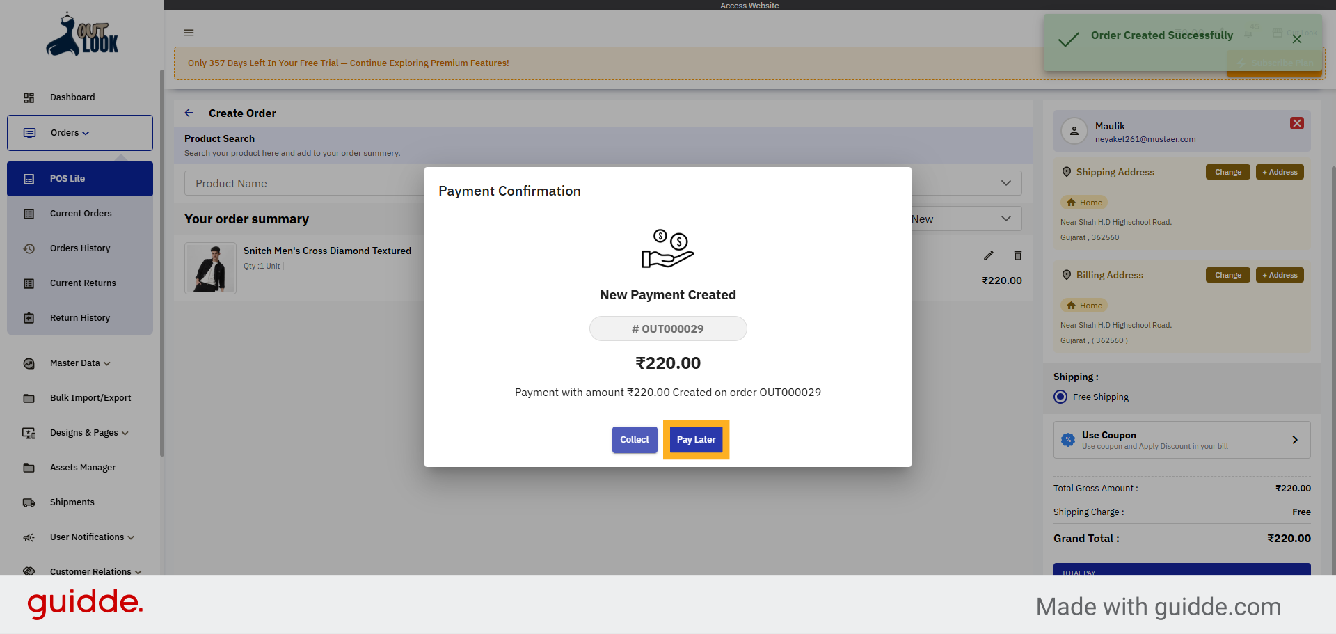 Select Pay Later Option