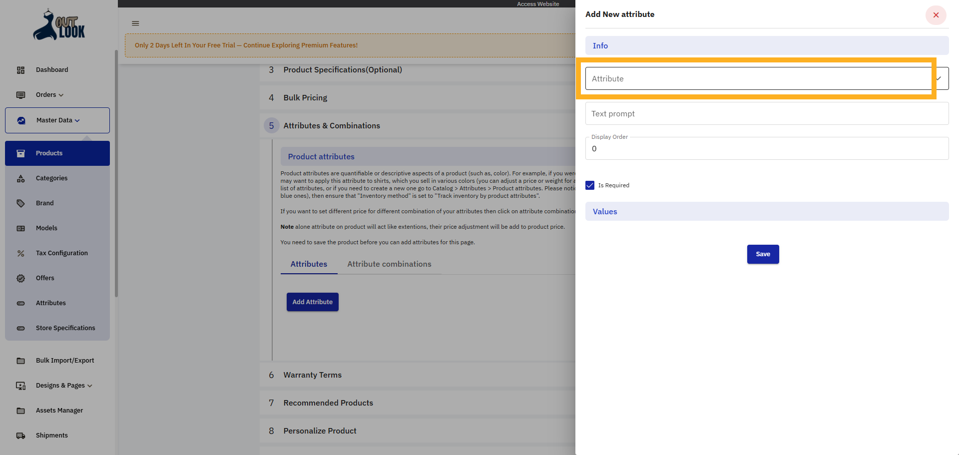 Select Attribute Option