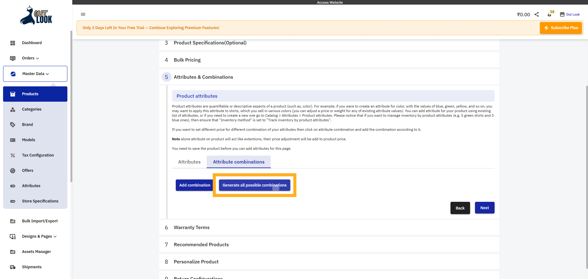 Generate All Combinations