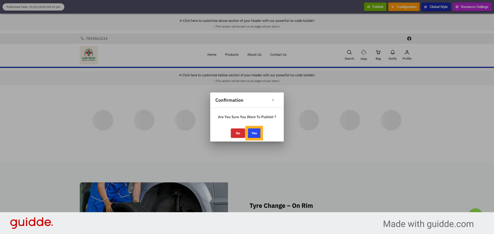 Confirm Publish Action