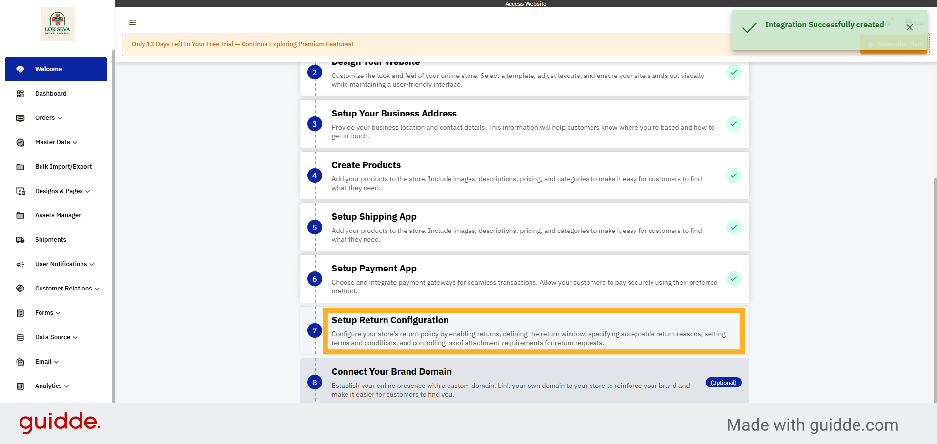 Configure Return Configuration