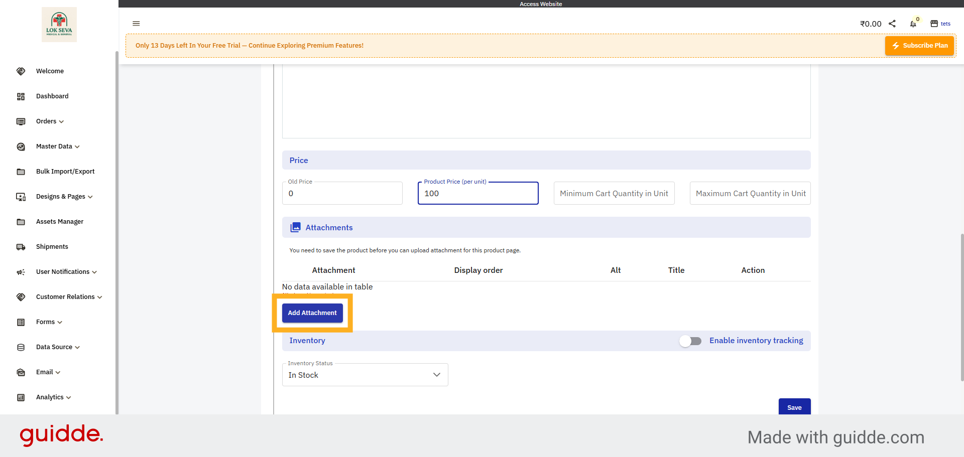 Add Product Attachment
