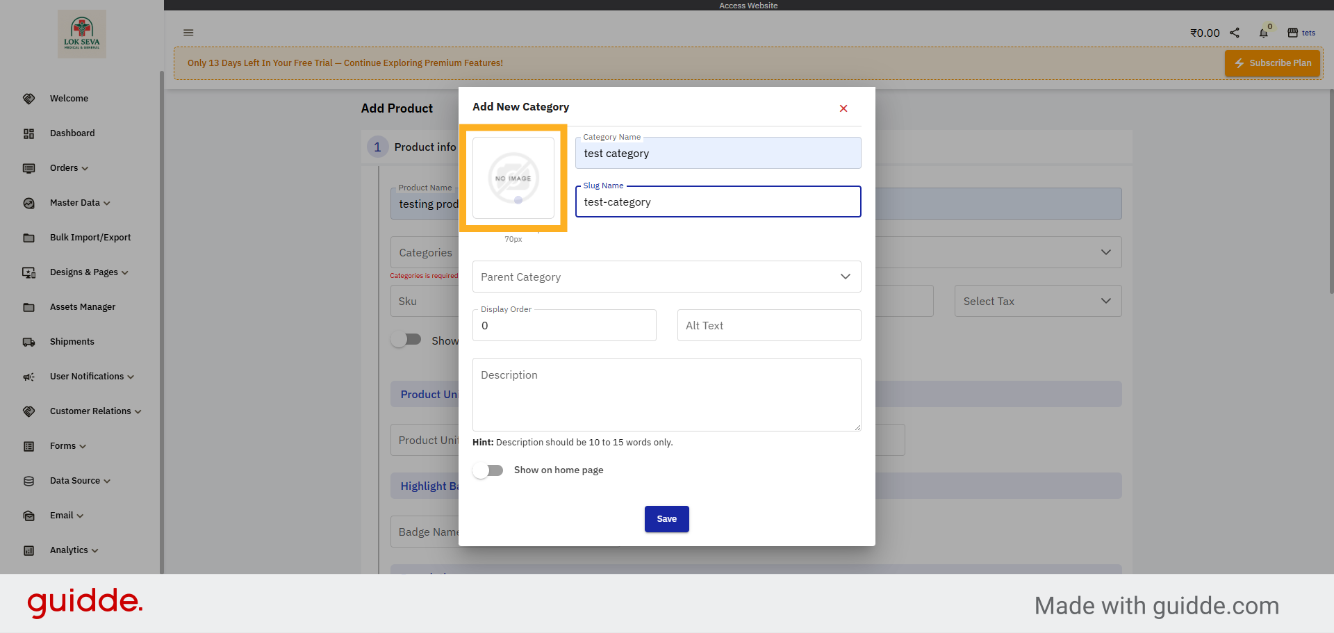 Upload Category Image