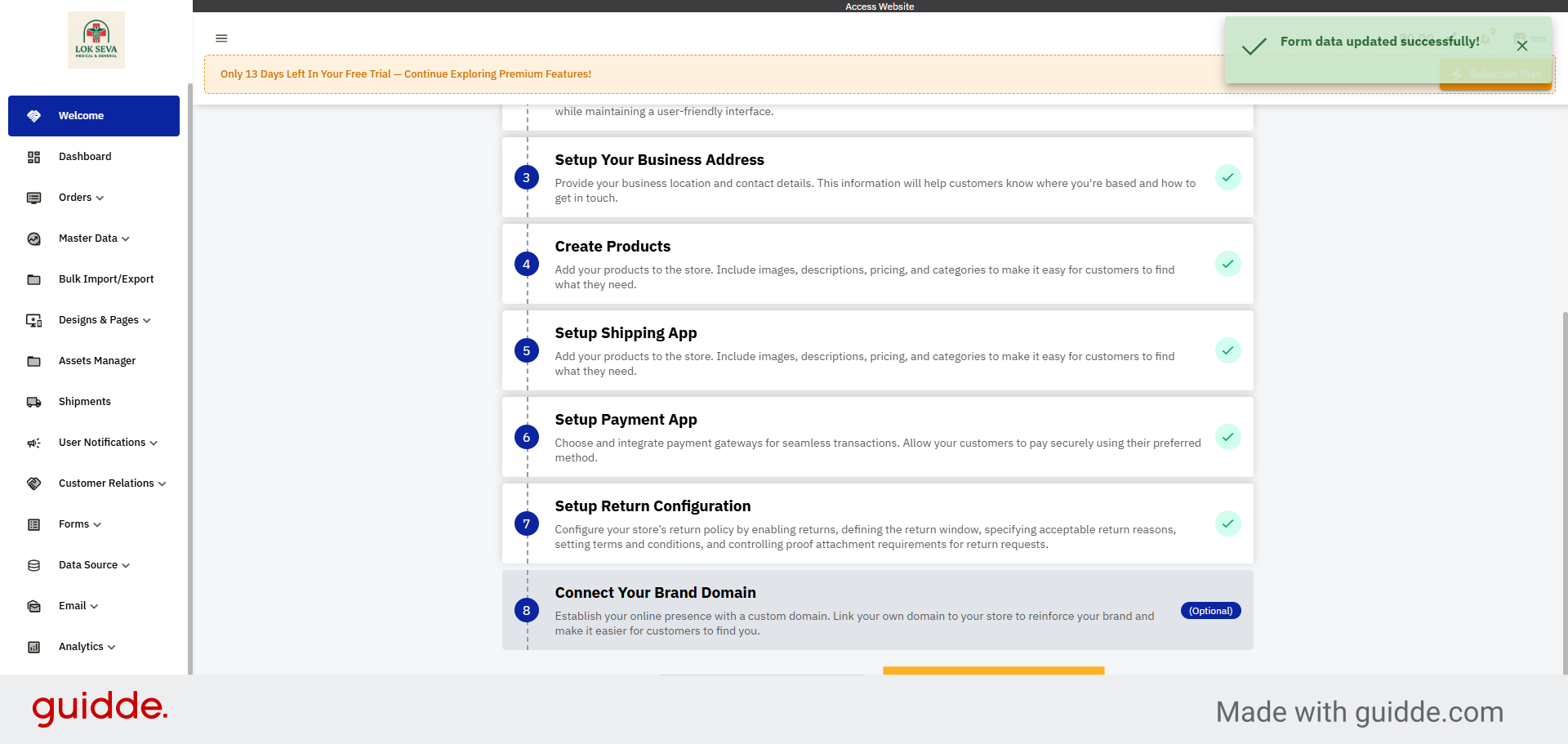 Click Launch Website Button