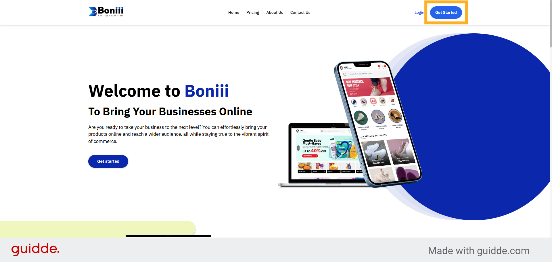 Click Get Started Button