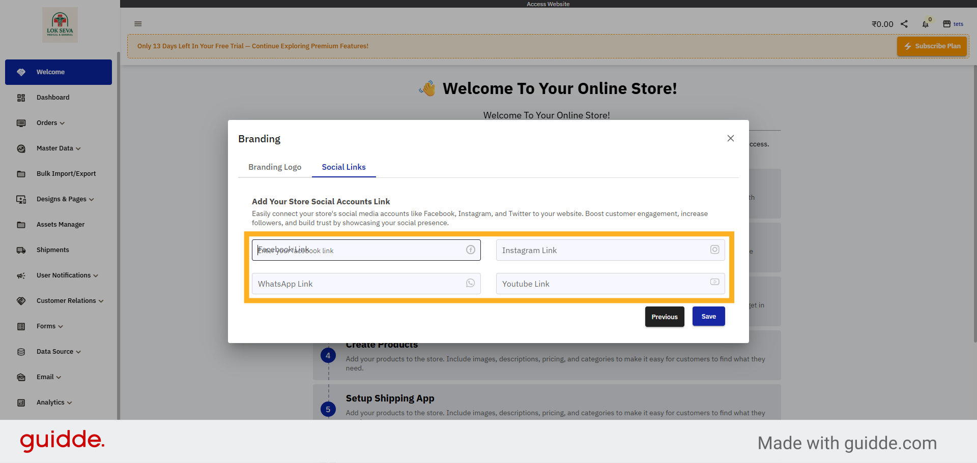 Provide Social Links
